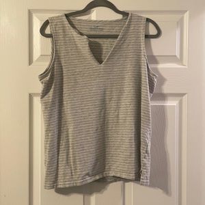 Grey and white stripped tank